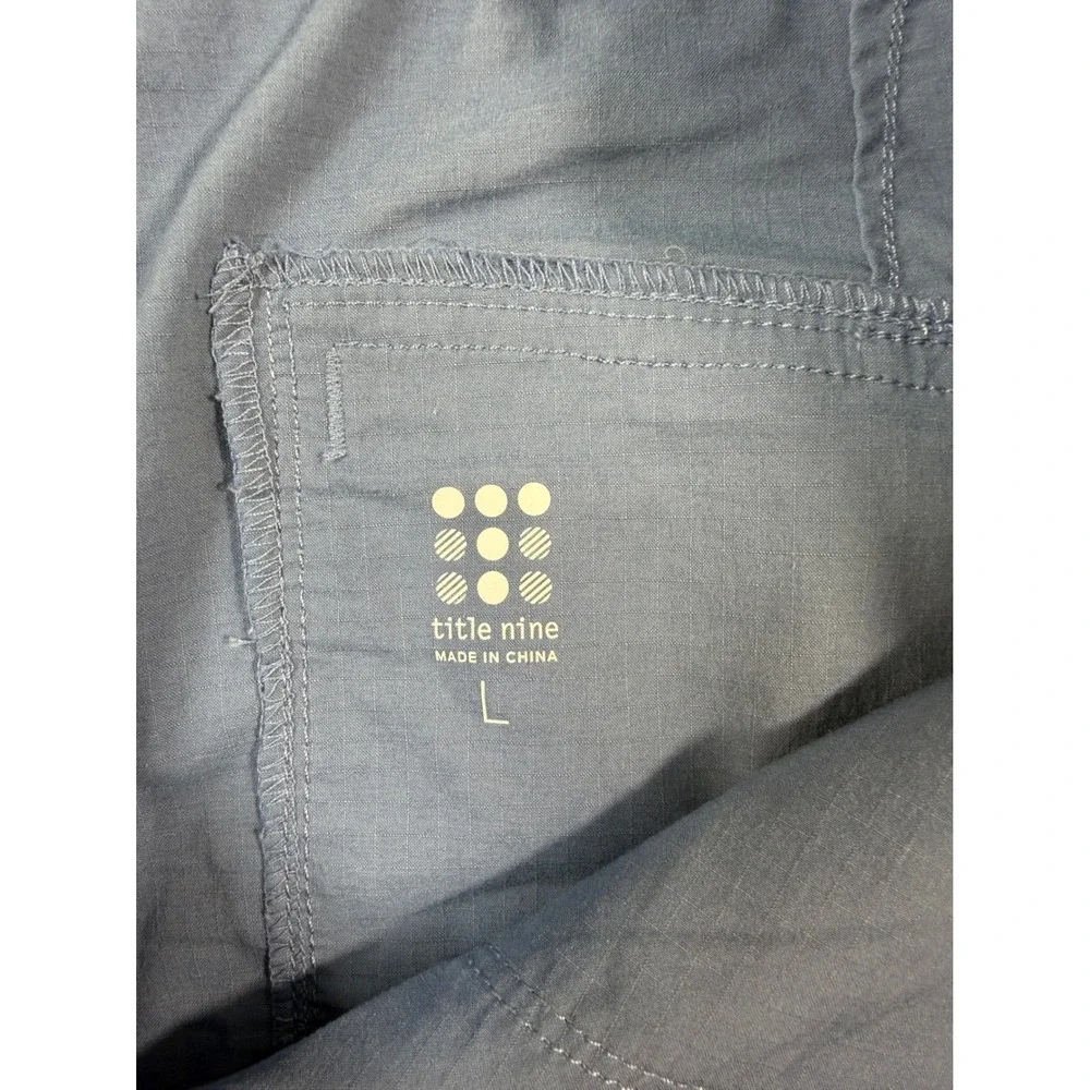 Title Nine Clamber Pants Womens Large Blue Wide Leg Crop Drawstring Outdoor